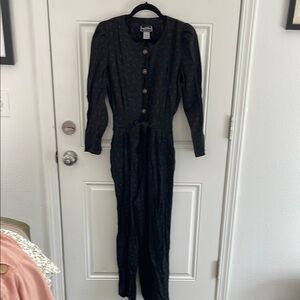 Vintage Black Jumpsuit with Gold Buttons